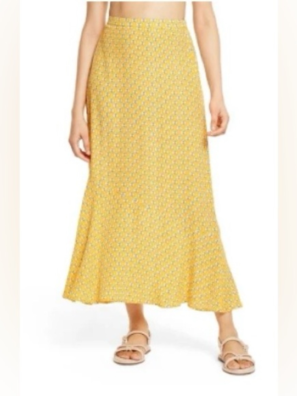Dainty Lotus Print Midi Skirt - RHODE x Target Yellow/Turquoise S
